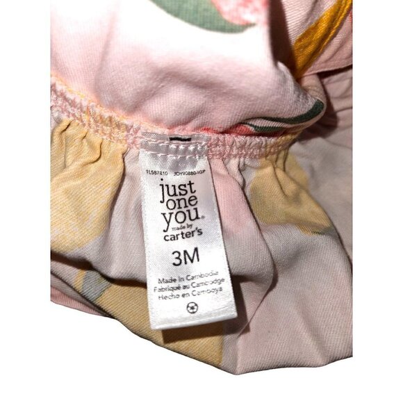 Just One You Carters Dress Sz 3 M Months Baby Overall Dress Lemons Pink Yellow - Picture 4 of 7